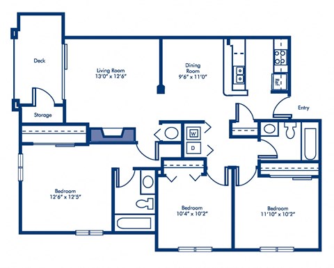 the second floor plan of the laurelwood affordable housing complex shows the kitchen, dining room